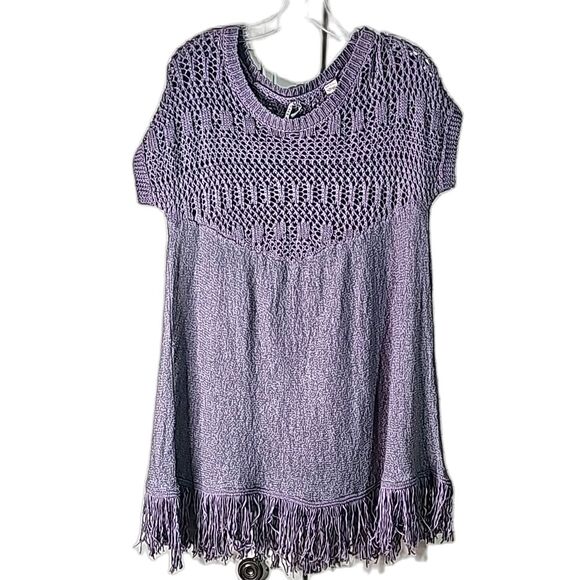 Dress by BKE Crocheted Style Top Fringed Bottom Gray Size Medium - Picture 1 of 4